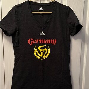 Adidas Women's Black Germany Soccer Graphic V-Neck Tee